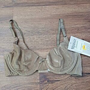 New Vintage Van Dale Bra Size 34B Tan Shiny Ribbed Underwire Unlined NOS